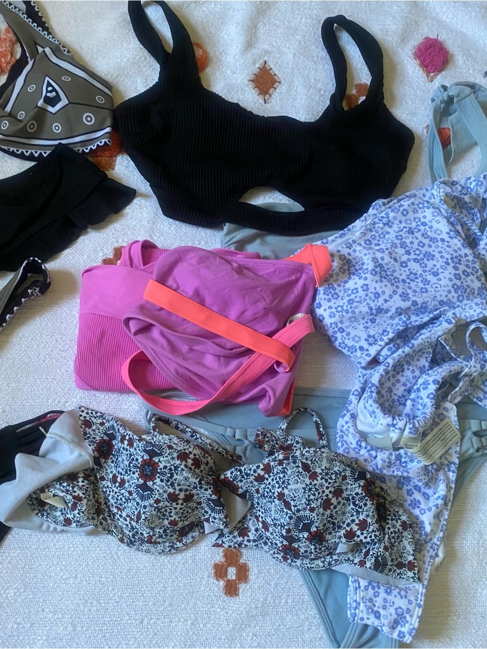 Assorted Women's Swim & Bikini Tops — Black, Pink, Floral